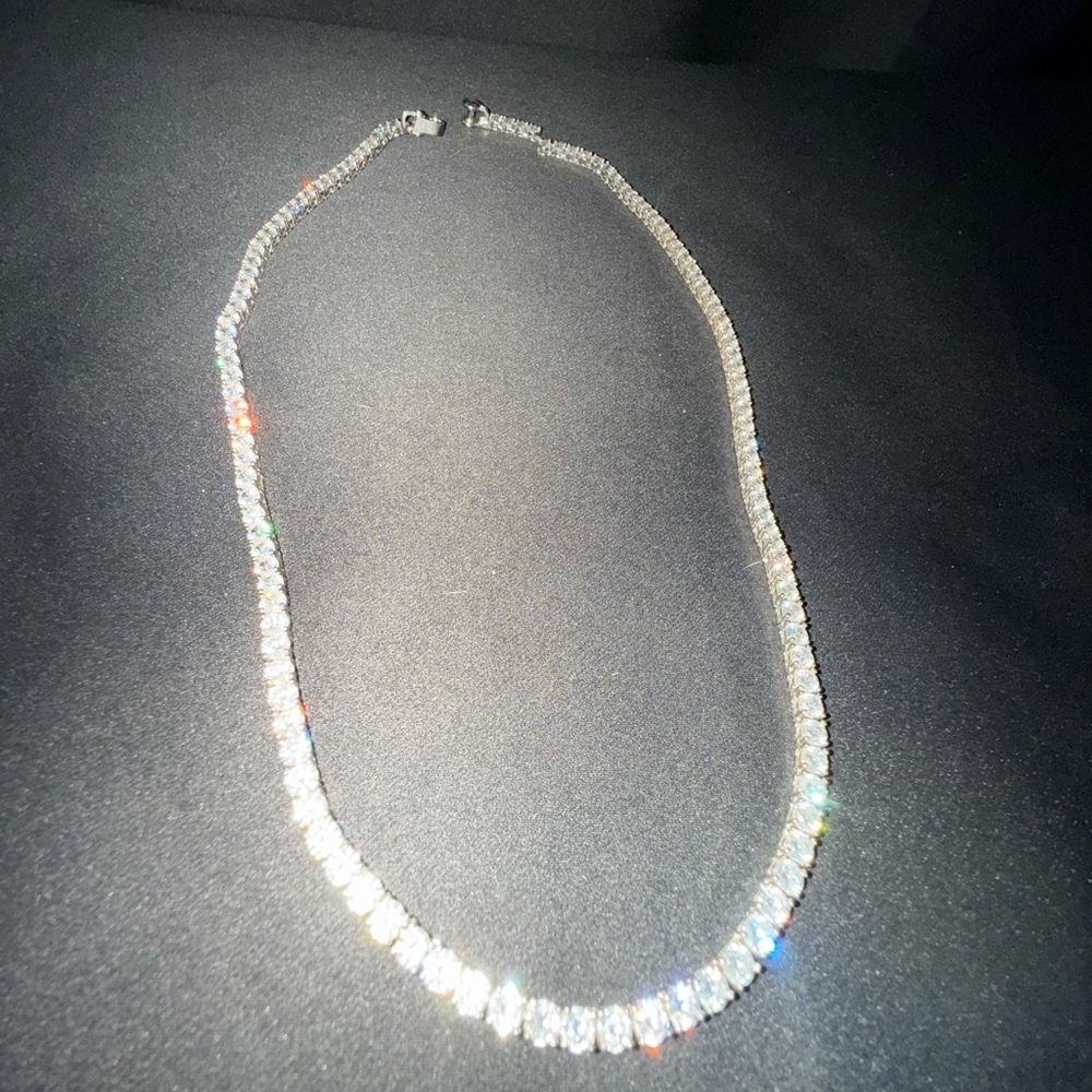 Platinum Plated Sterling Silver & Cubic Zirconia Men's 22" Diamond Necklace